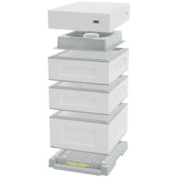 Stup din polistiren 10 Rame,Multi-frame, corp 1/1, 2x magazii de jumate, hranitor din plastic 75 l, fund din plastic si capac inalt, KIT