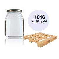 Borcan din sticlă, 1 kg, cu design tip fagure (hexagoane) (TO82) PALET COMPLET 1016 buc