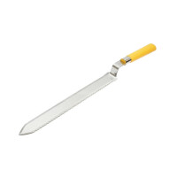 Cuțit pentru descăpăcit, din inox, zimțat pe ambele părți, 280 x 33 mm, cu mâner ergonomic din plastic